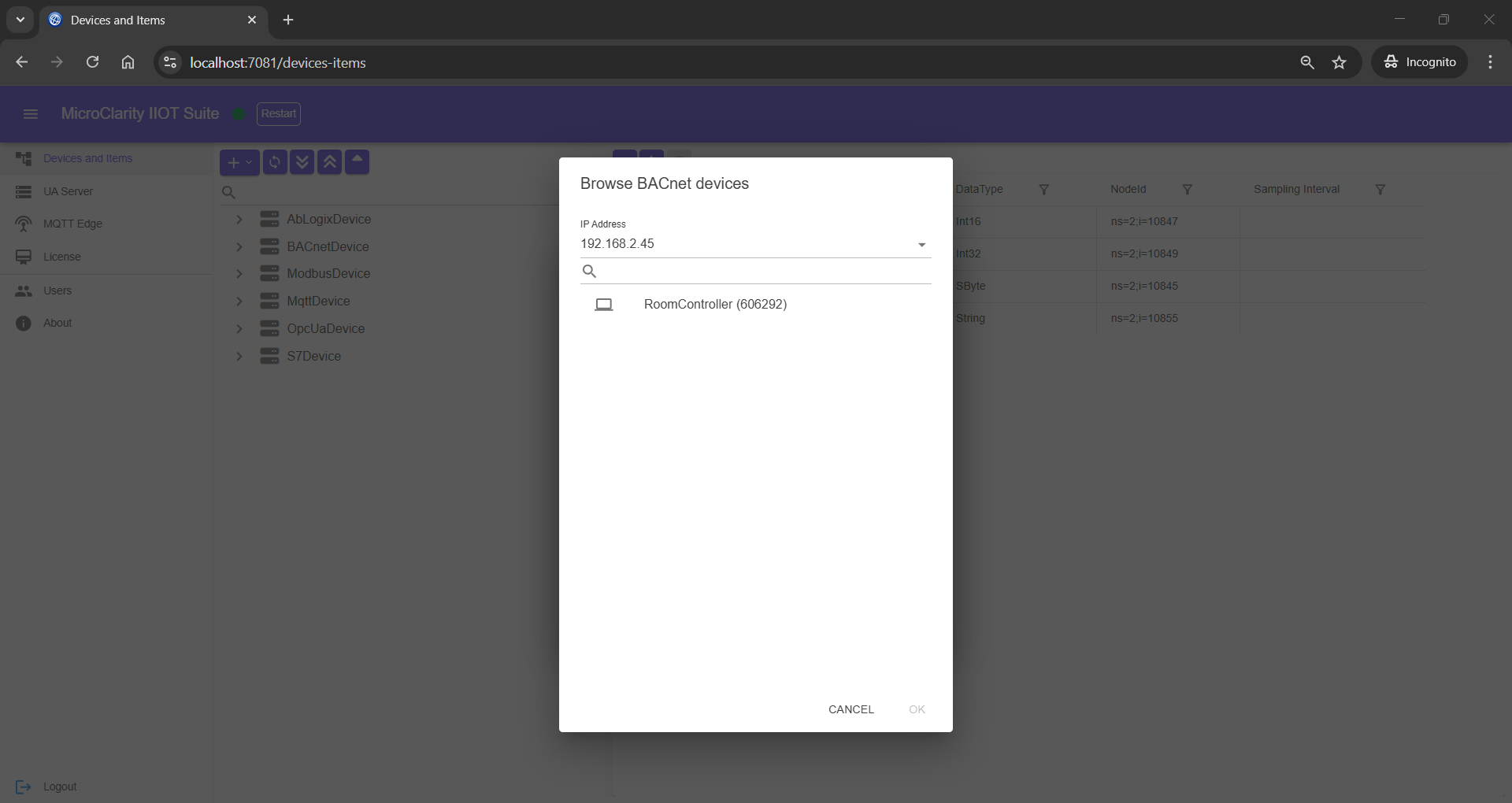 Browse BACnet devices