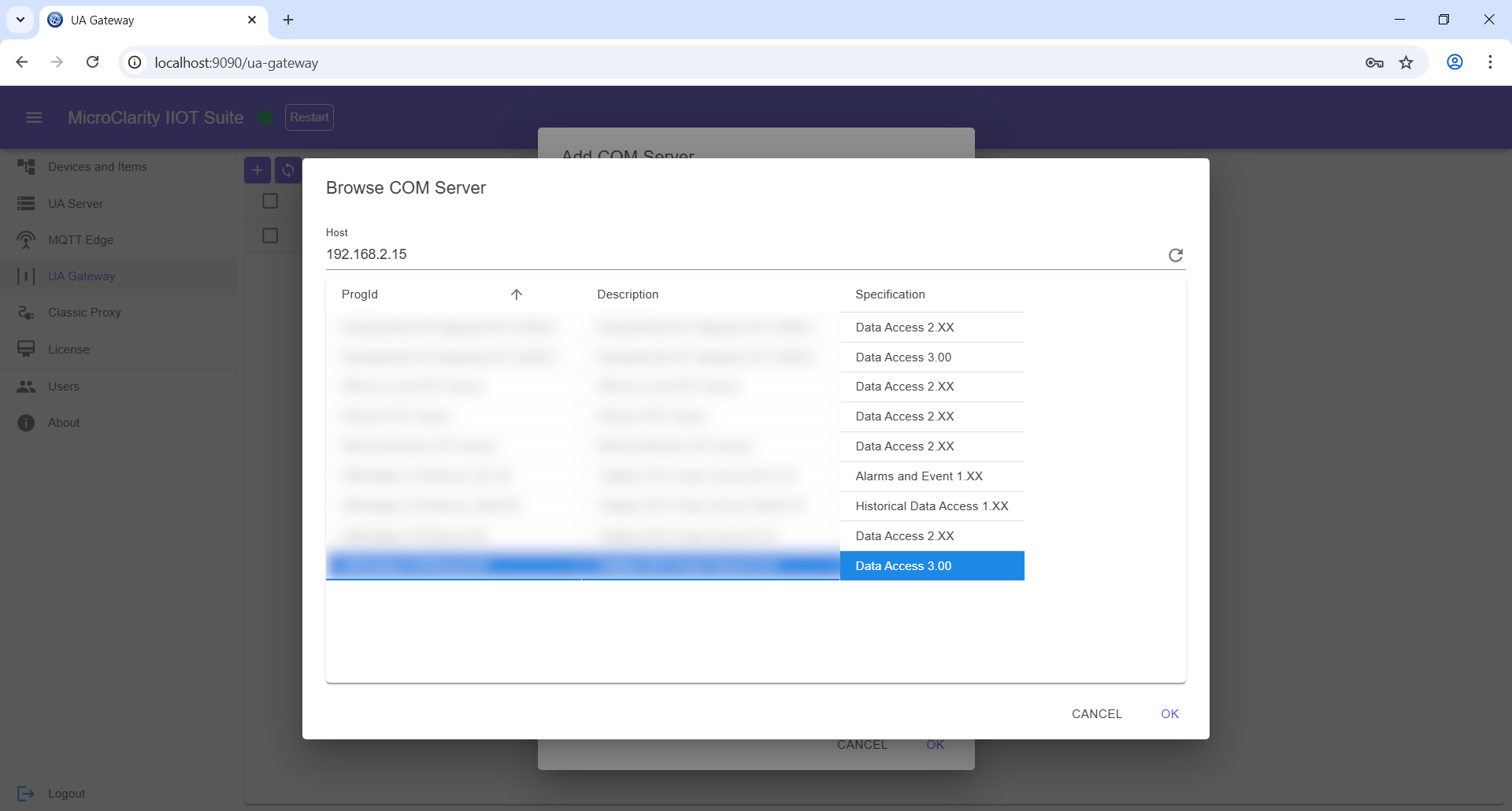 Browse OPC Classic Servers