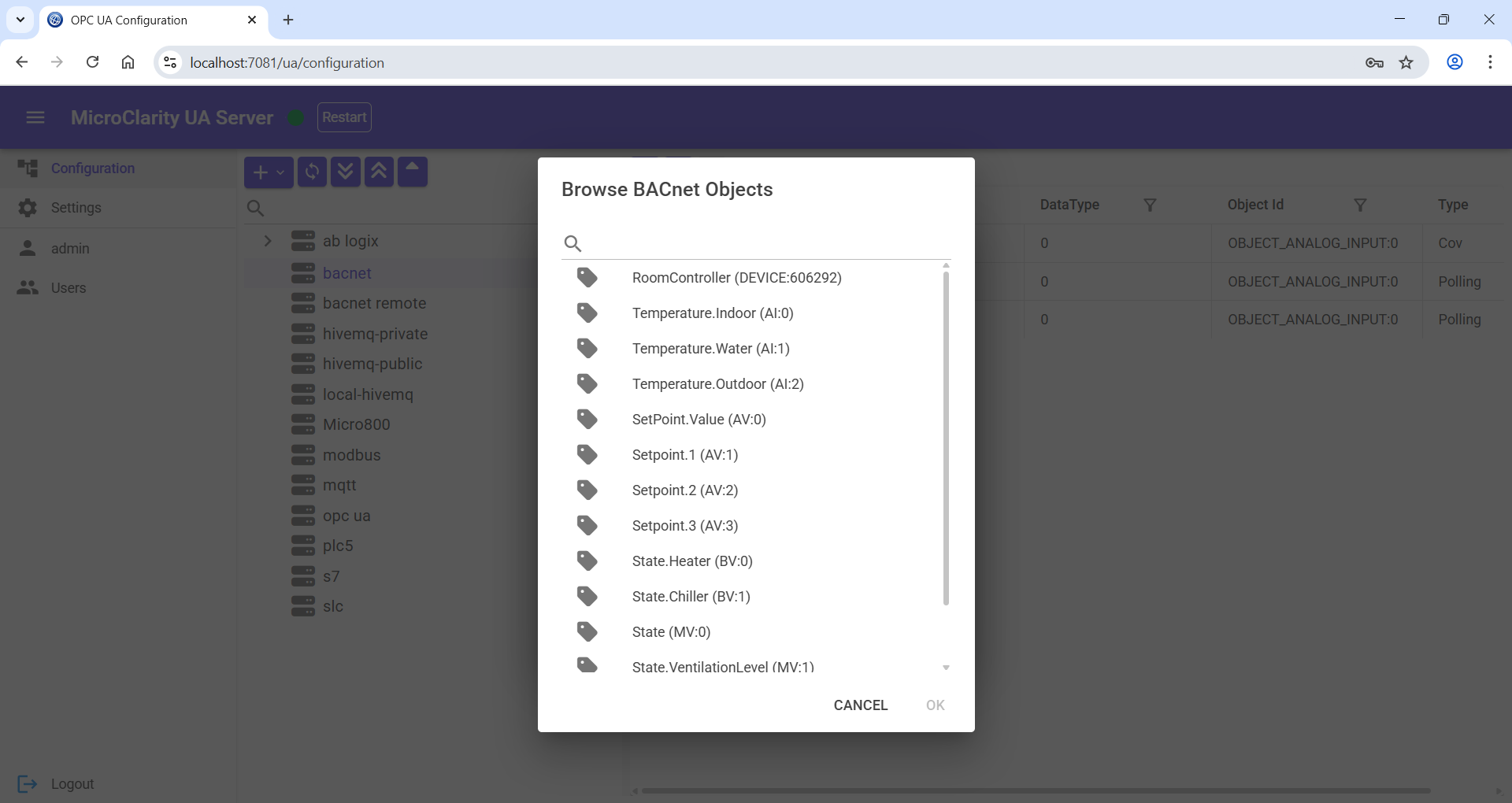 Browse BACnet address space